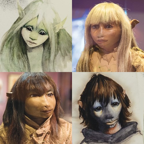 Concept sketches and actual puppets from The Dark Crystal