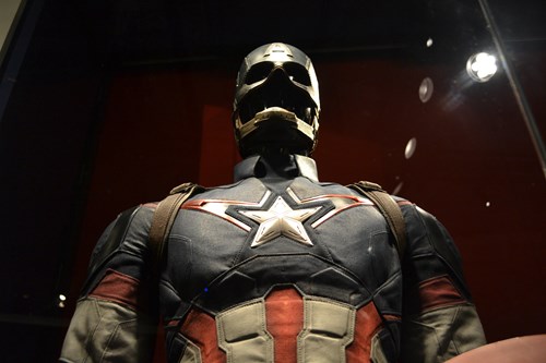 Captain America costume at the Marvel exhibit