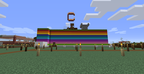 Frontal view of the Collier Compound in Minecraft