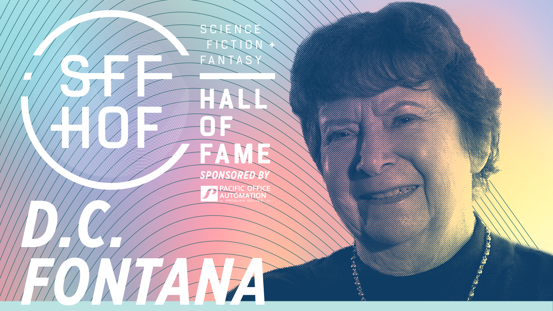 MoPOP Science Fiction + Fantasy Hall of Fame inductee graphic for D.C. Fontana